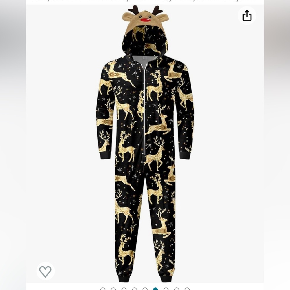 4 for $20 NWOT Christmas Family Pajamas Onesie Jumpsuit Reindeer Hood - L